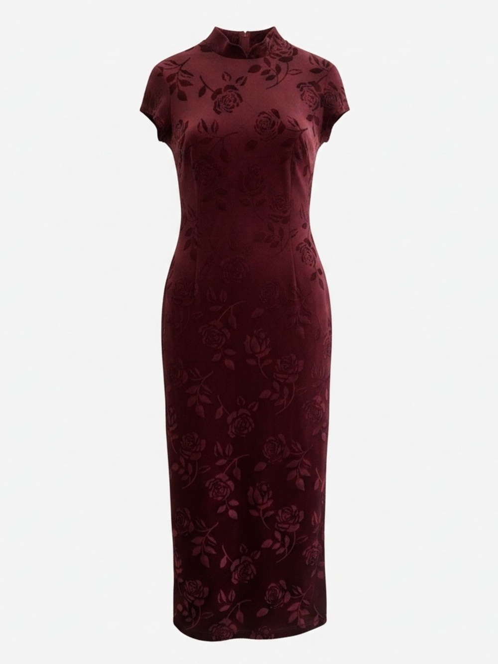 Vintage 90s Jay Jacob’s Burnout Velvet Mock Neck Sheath Dress